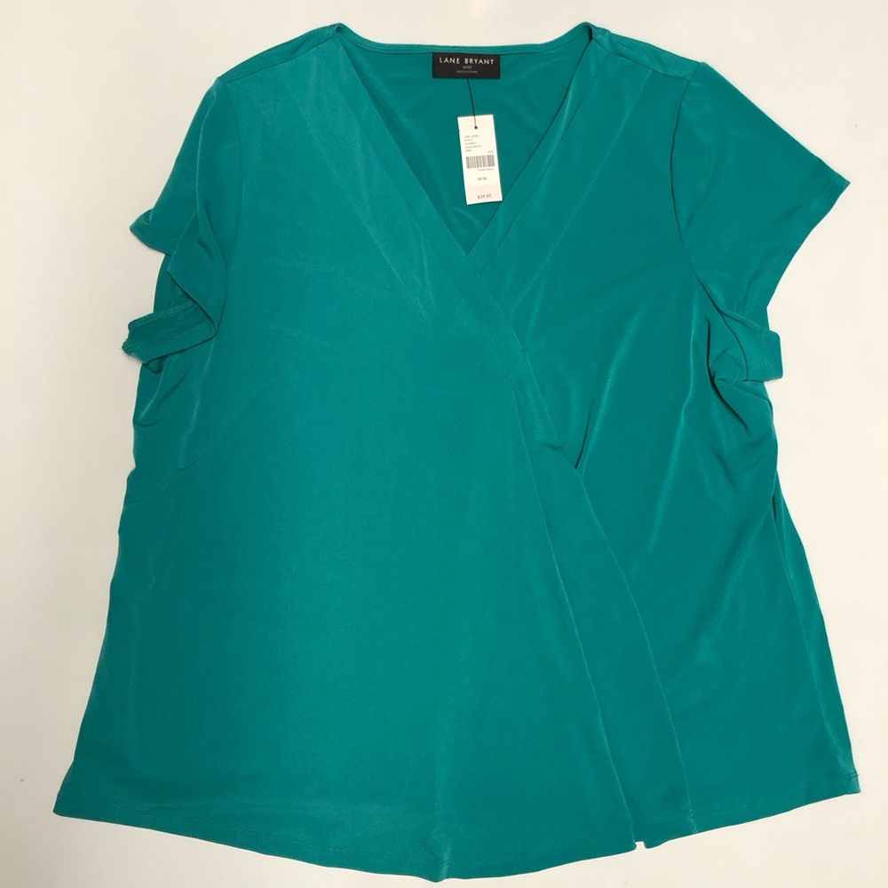 Lane Bryant Teal Wrap-Style V-Neck Top